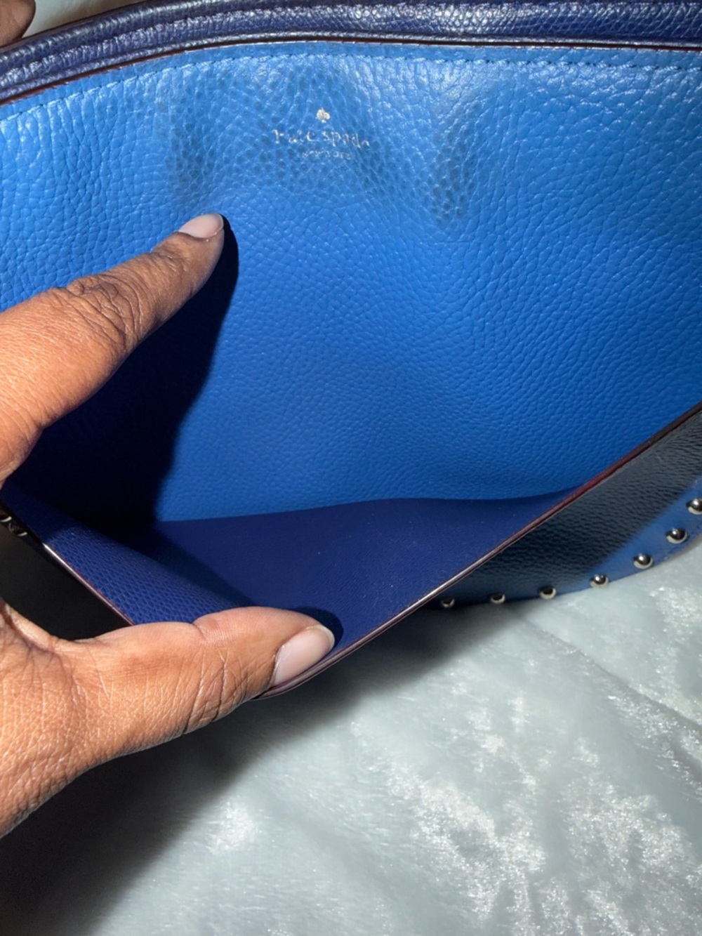 kate spade Royal Blue Pebbled Leather Crossbody with Studs - Picture 6 of 16